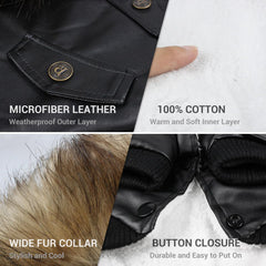 LESYPET dog jacket side view highlighting waterproof faux leather exterior.