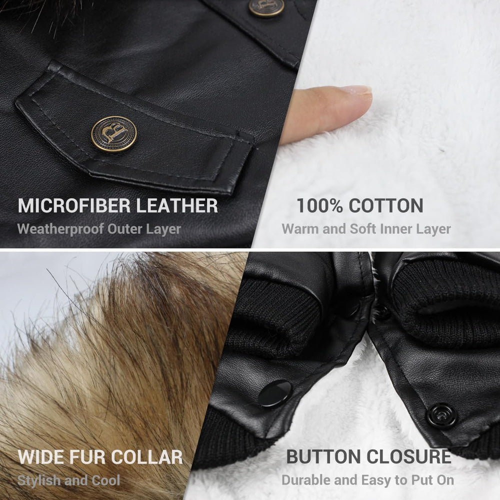 LESYPET dog leather jacket back view in black with streamlined fit for chilly days.