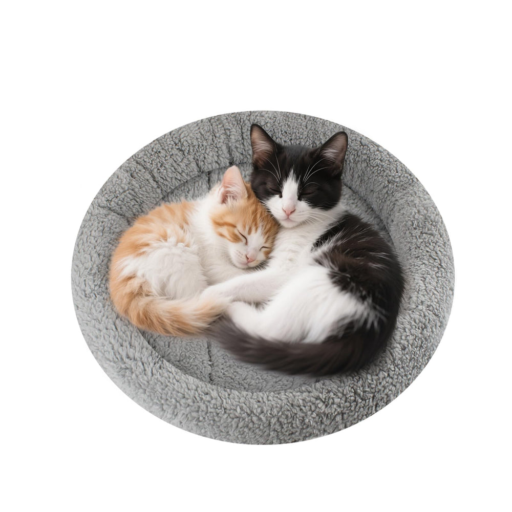 LESYPET round cat bed front view promotes cozy indoor lounging.