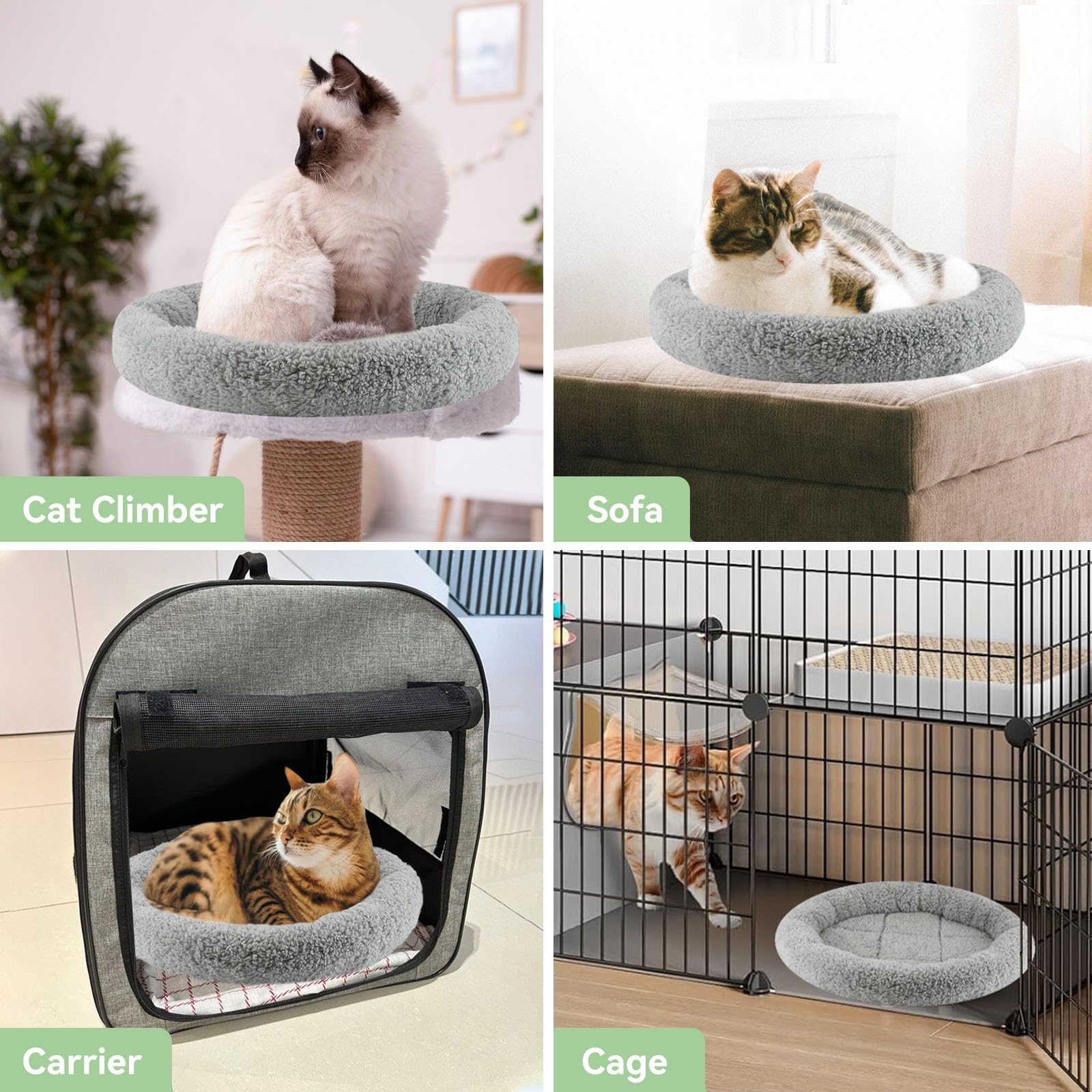LESYPET round cat bed raised rim supports comfortable head resting.