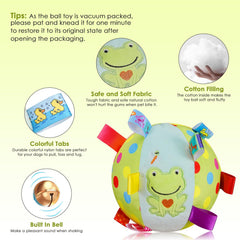 Letalong squeaky plush toy shows 15 colored tags for tactile interaction.