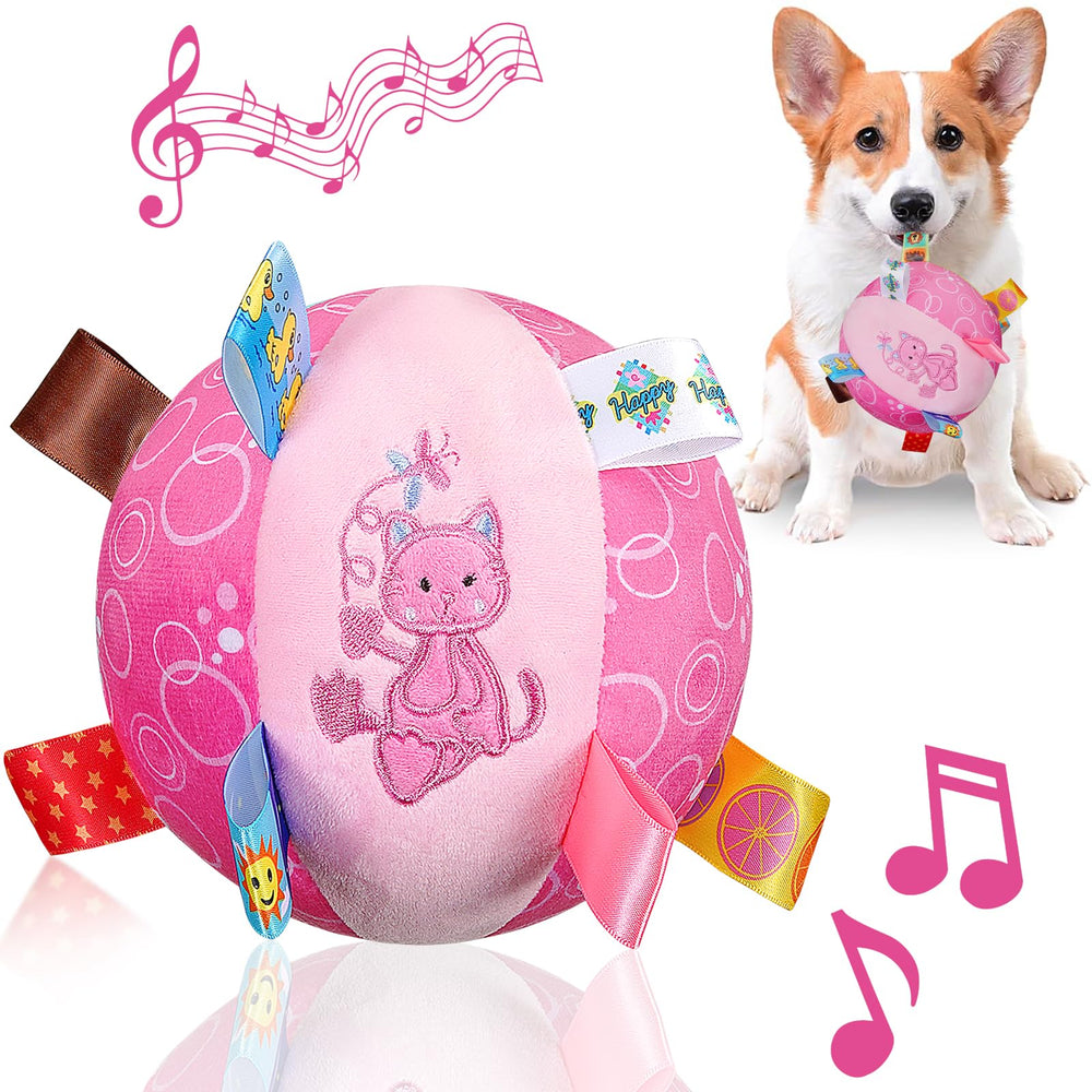 Letalong dog squeaky plush toy front view — 6-inch fetch-ready ball.