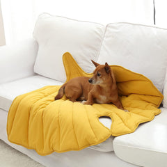 Letalong leaf blanket covering large dog during lounge time
