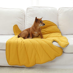 Letalong leaf blanket on sofa protecting furniture from pet fur