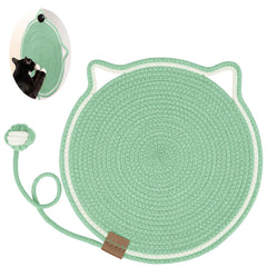 Letalong natural cotton rope cat scratch pad front view highlighting durable round design