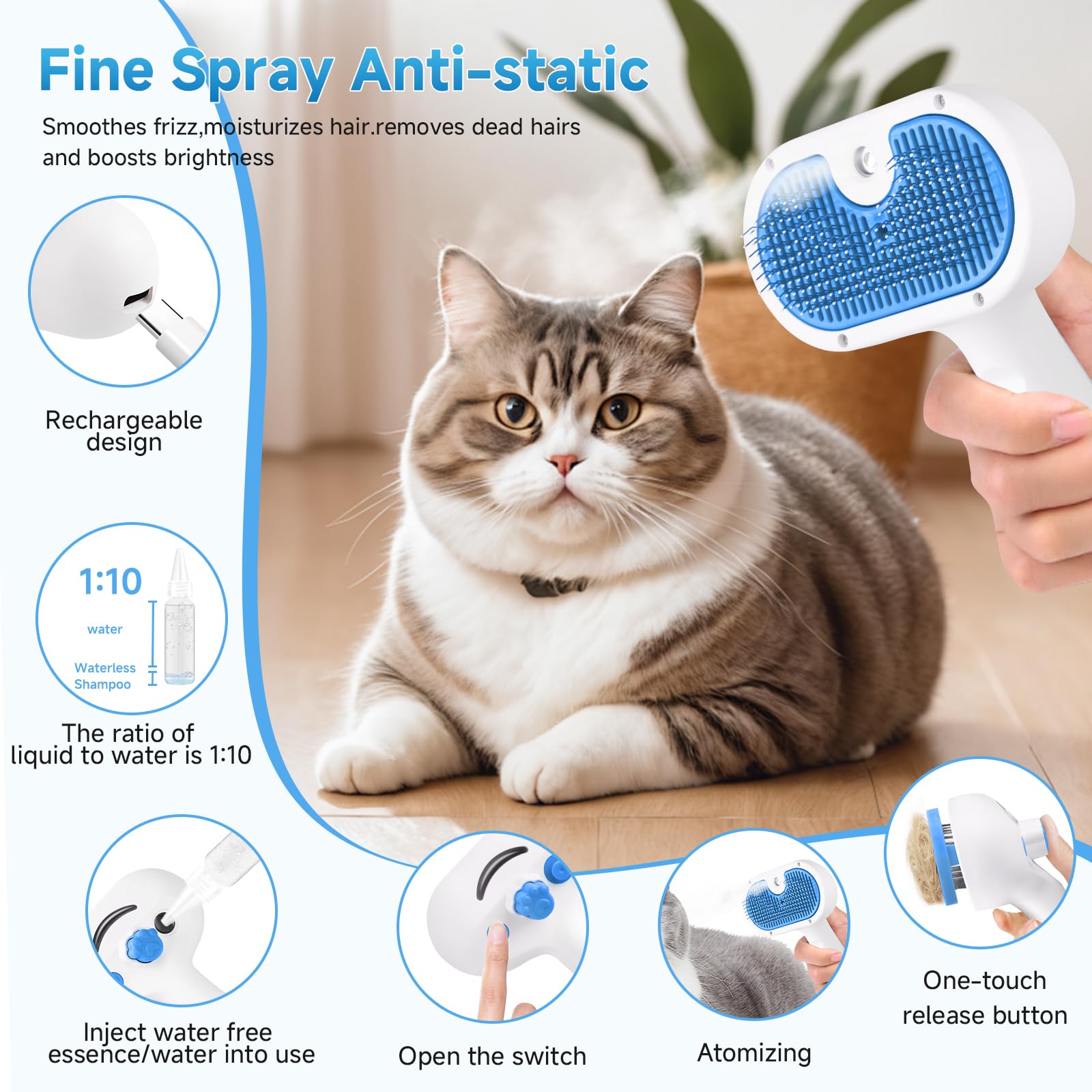 LetsFeed Pet Steam Brush compact storage fits neatly in a grooming kit.