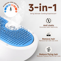 LetsFeed Pet Steam Brush with mist spray function delivers smooth, static-free brushing.