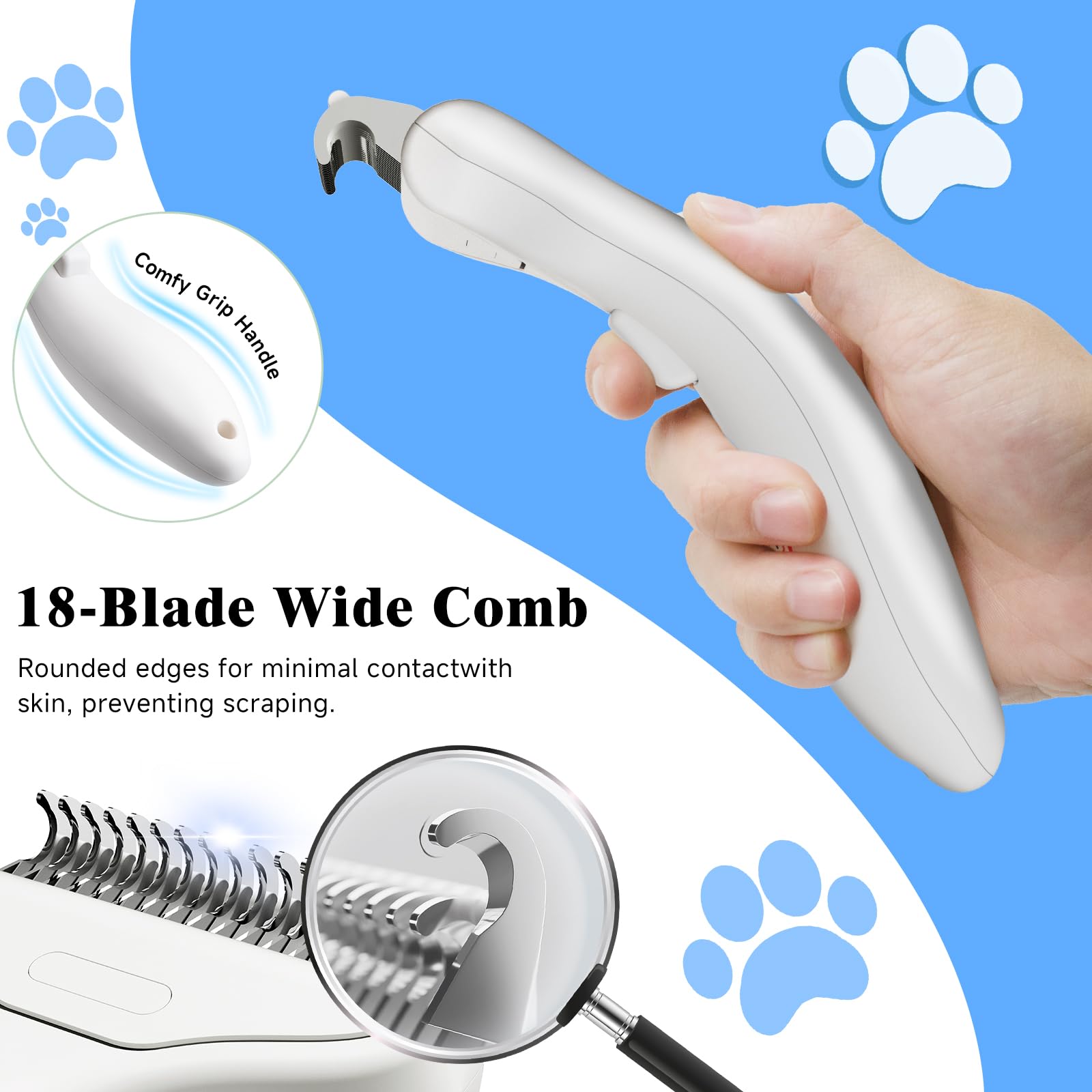 LetsFeed Pet Steam Brush self-cleaning button makes cleanup fast and easy.