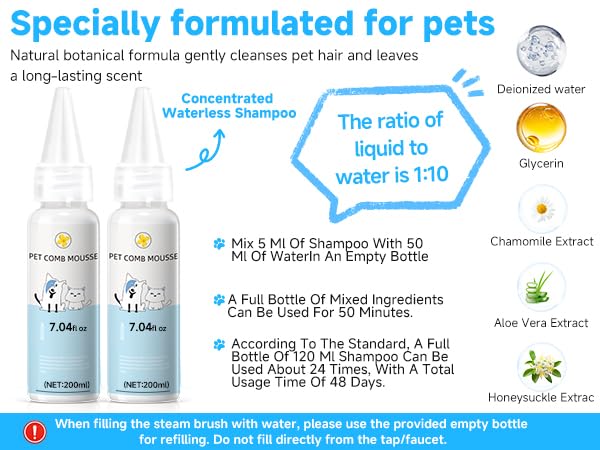LetsFeed waterless shampoo dilution 1:10 in mixing scene