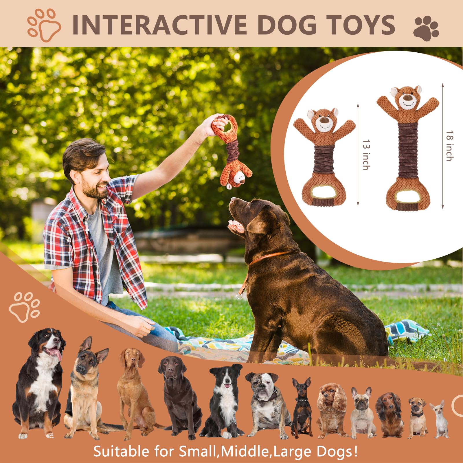 Letsmeet dog toy telescopic-body supports dynamic tug-of-war and lively sessions.