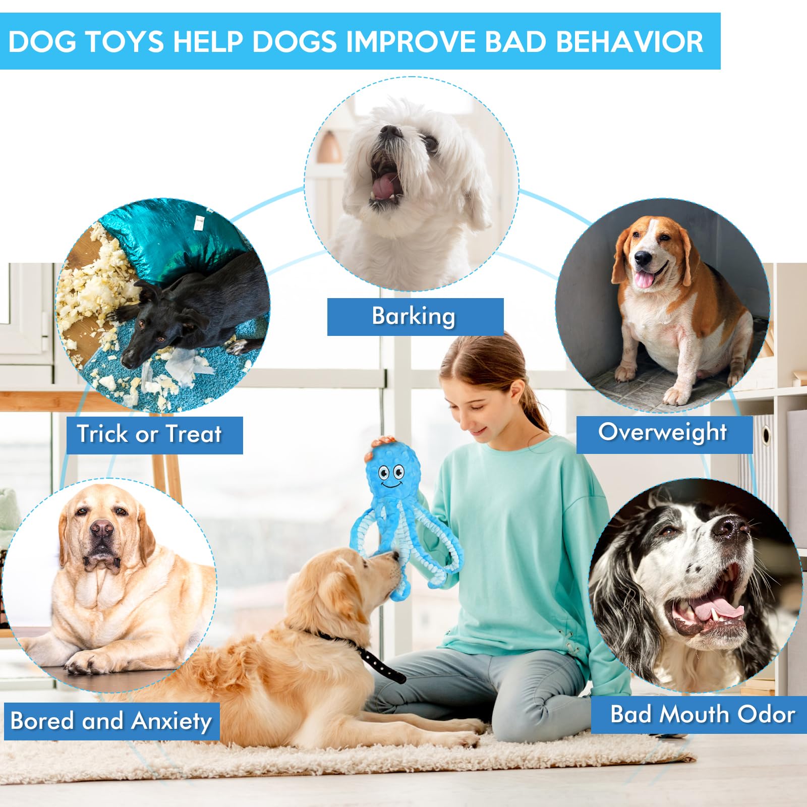 Letsmeet juguete limpiador dientes para perros: favorece higiene bucal durante el juego
