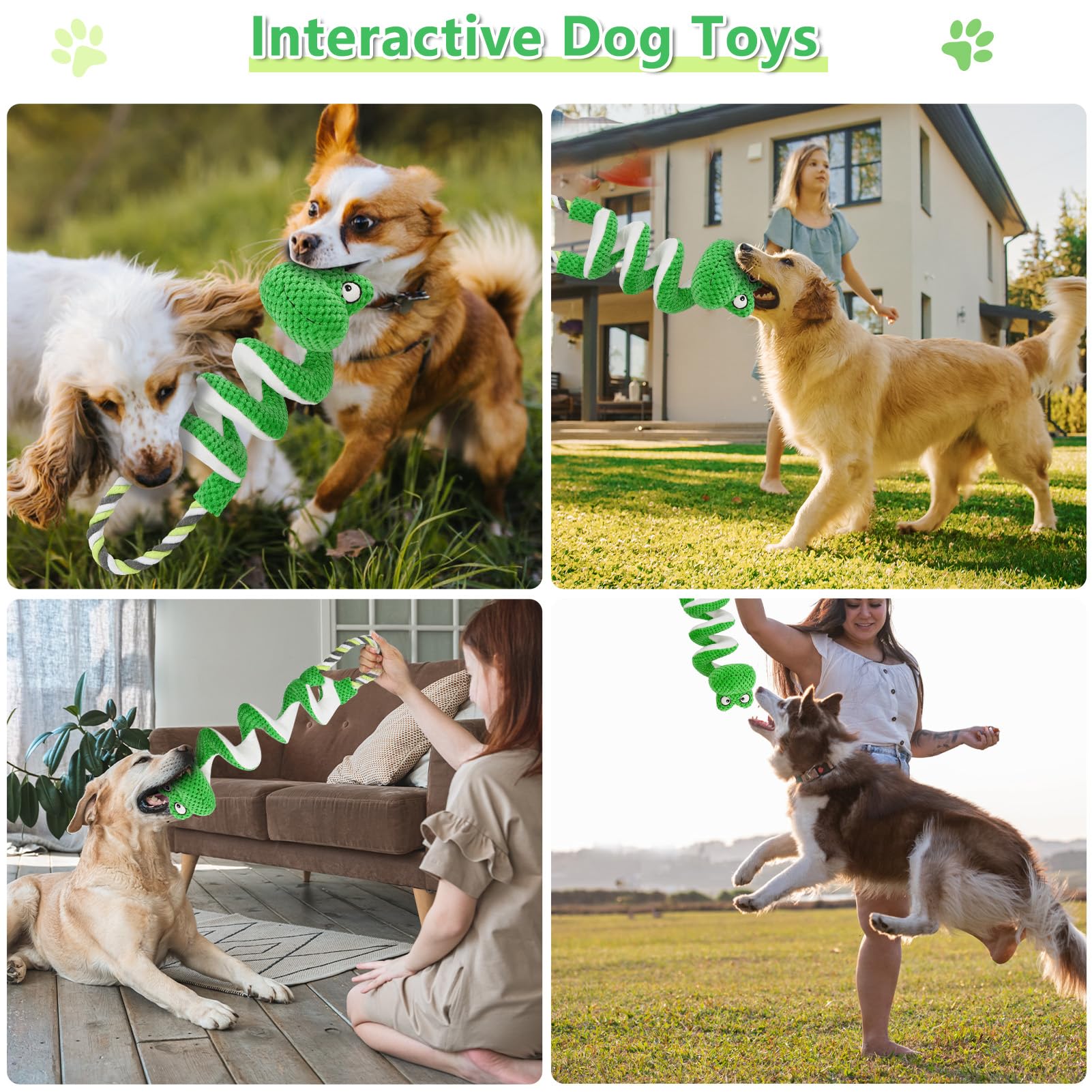 Letsmeet plush dog toy happy dog smiles during play with crinkle sounds