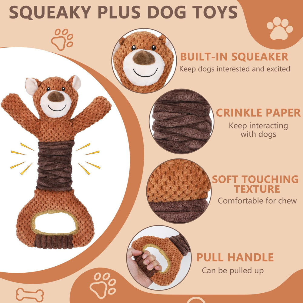 Letsmeet squeaky dog toy crinkle-inside creates exciting rustling sounds during play.
