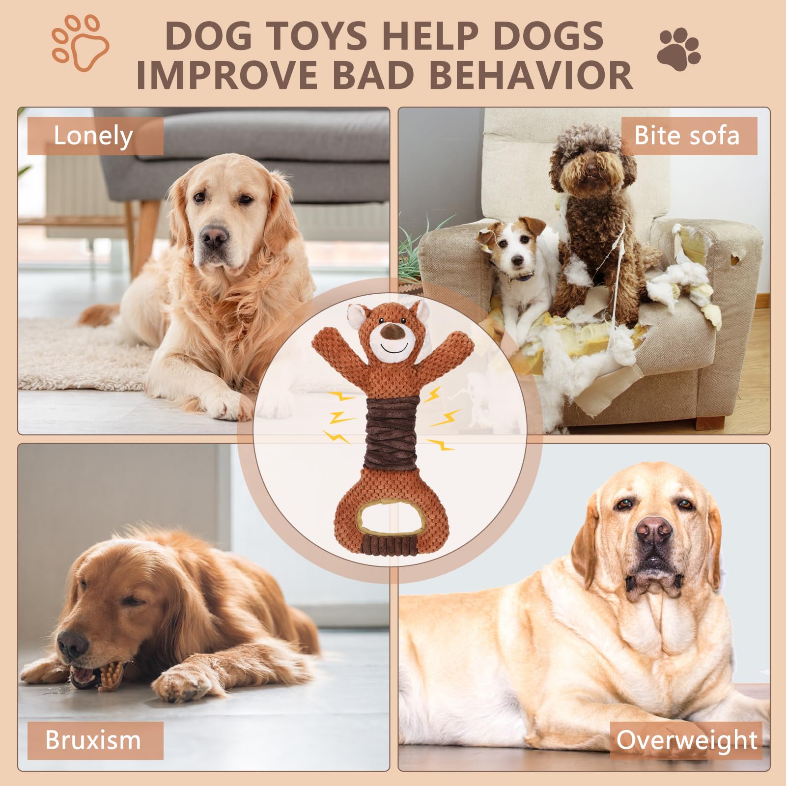 Letsmeet squeaky dog toy hidden-squeaker adds a surprise element to playtime.