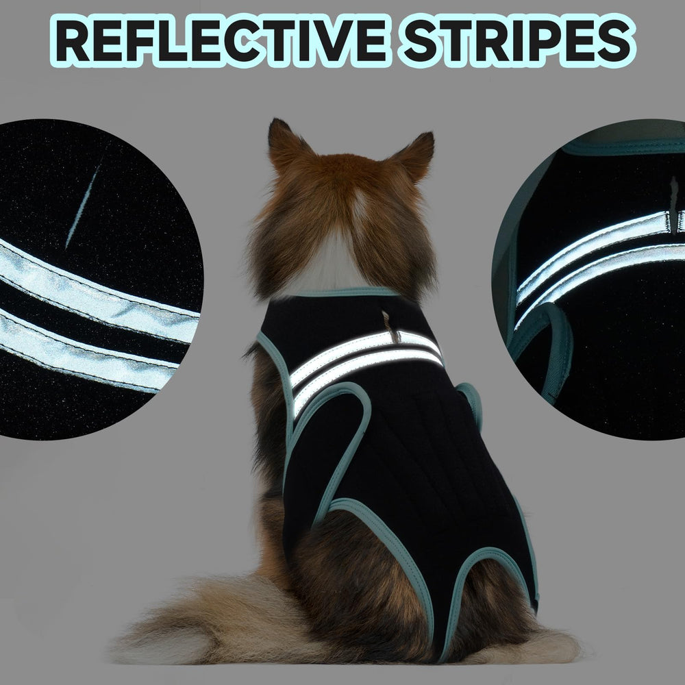 LETSQK dog back brace has reflective strips for nighttime visibility and safety.