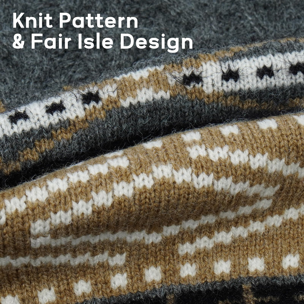 LETSQK fair isle knit detail on the dog sweater with faux mink accents