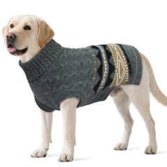 LETSQK turtle neck dog sweater gray-xl close-up knit warmth for cold walks