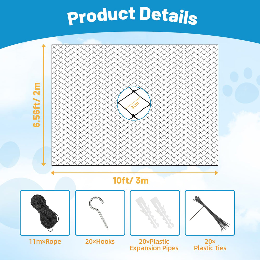 Lewondr cat balcony netting closeup wire shows reinforced stainless steel for durability