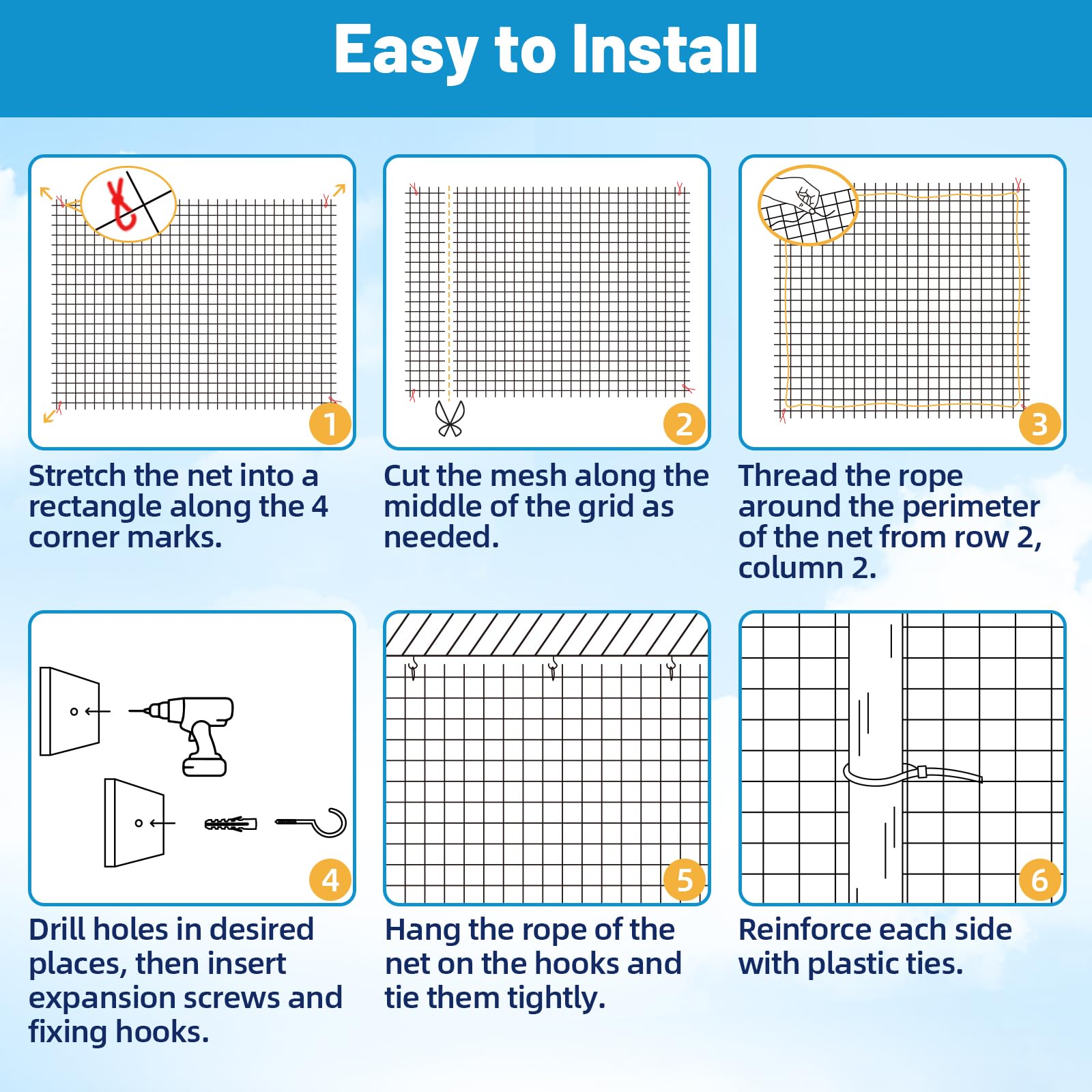 Lewondr cat balcony netting on-rail image shows secure mounting on railing