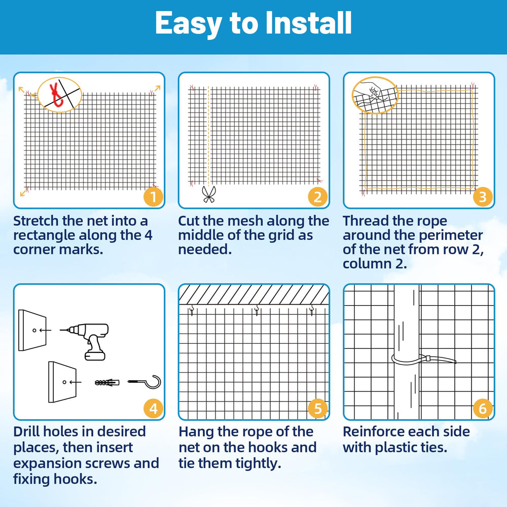 Lewondr cat balcony netting on-rail image shows secure mounting on railing