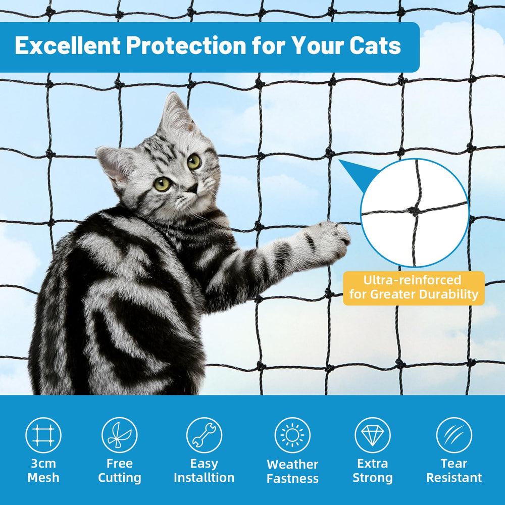 Lewondr cat balcony netting ventilation view highlights breathable design