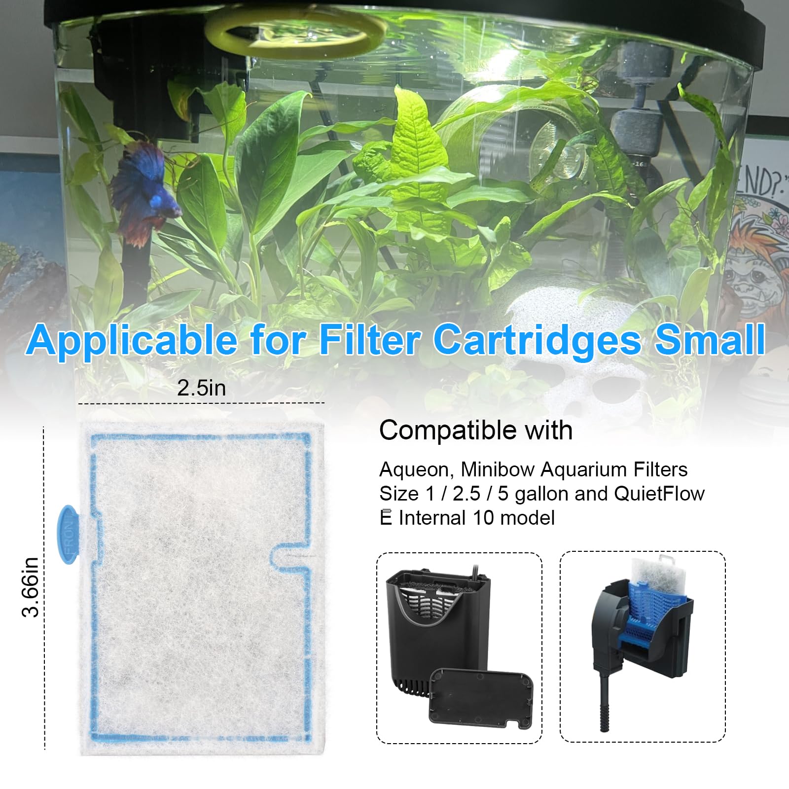 LEWEREST small filter cartridge close up highlights activated carbon and zeolite for cleaner aquarium water.