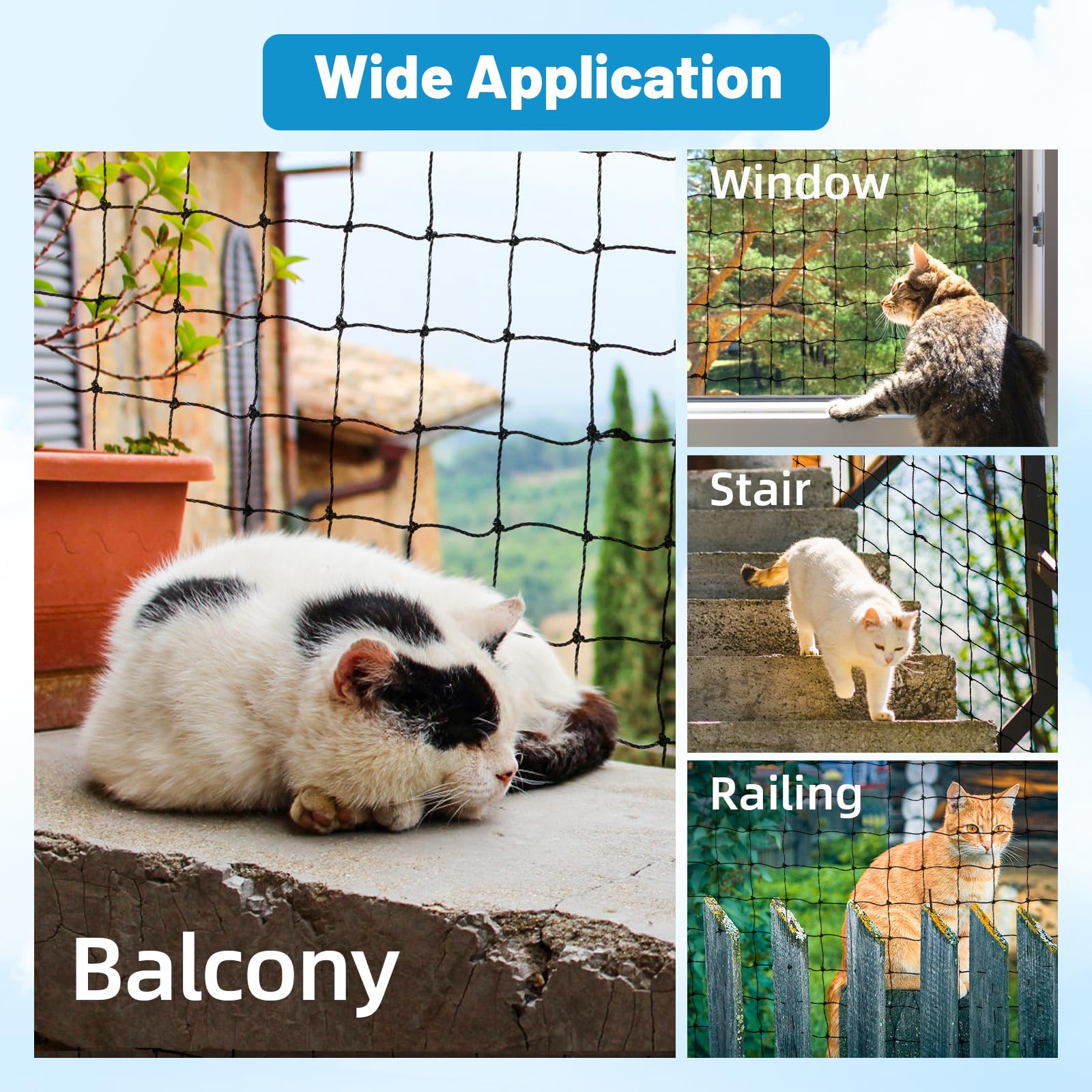 Lewondr cat netting balcony packaging reveals complete kit for easy setup