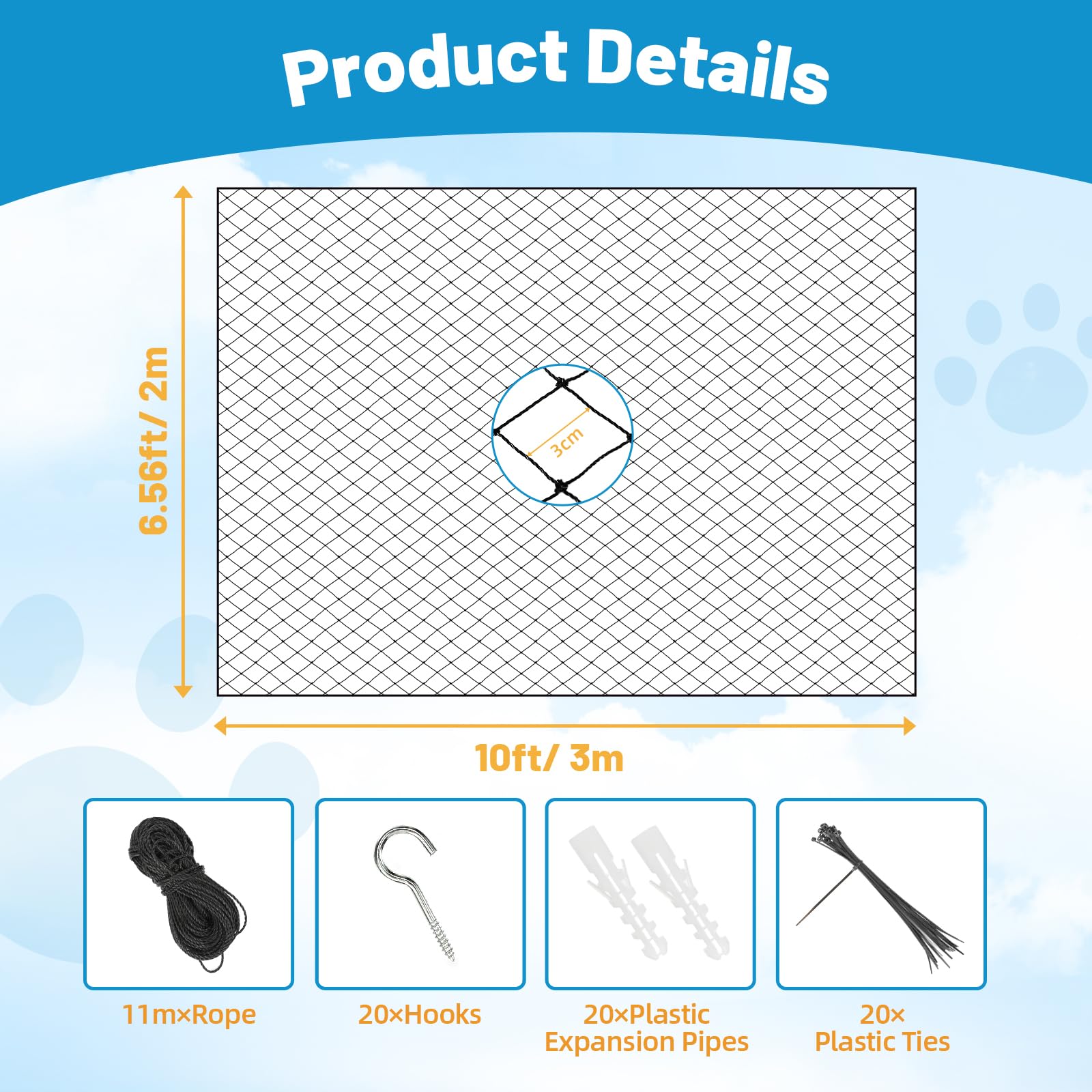  Lewondr cat netting ventilated design maintains airflow while keeping pets secure