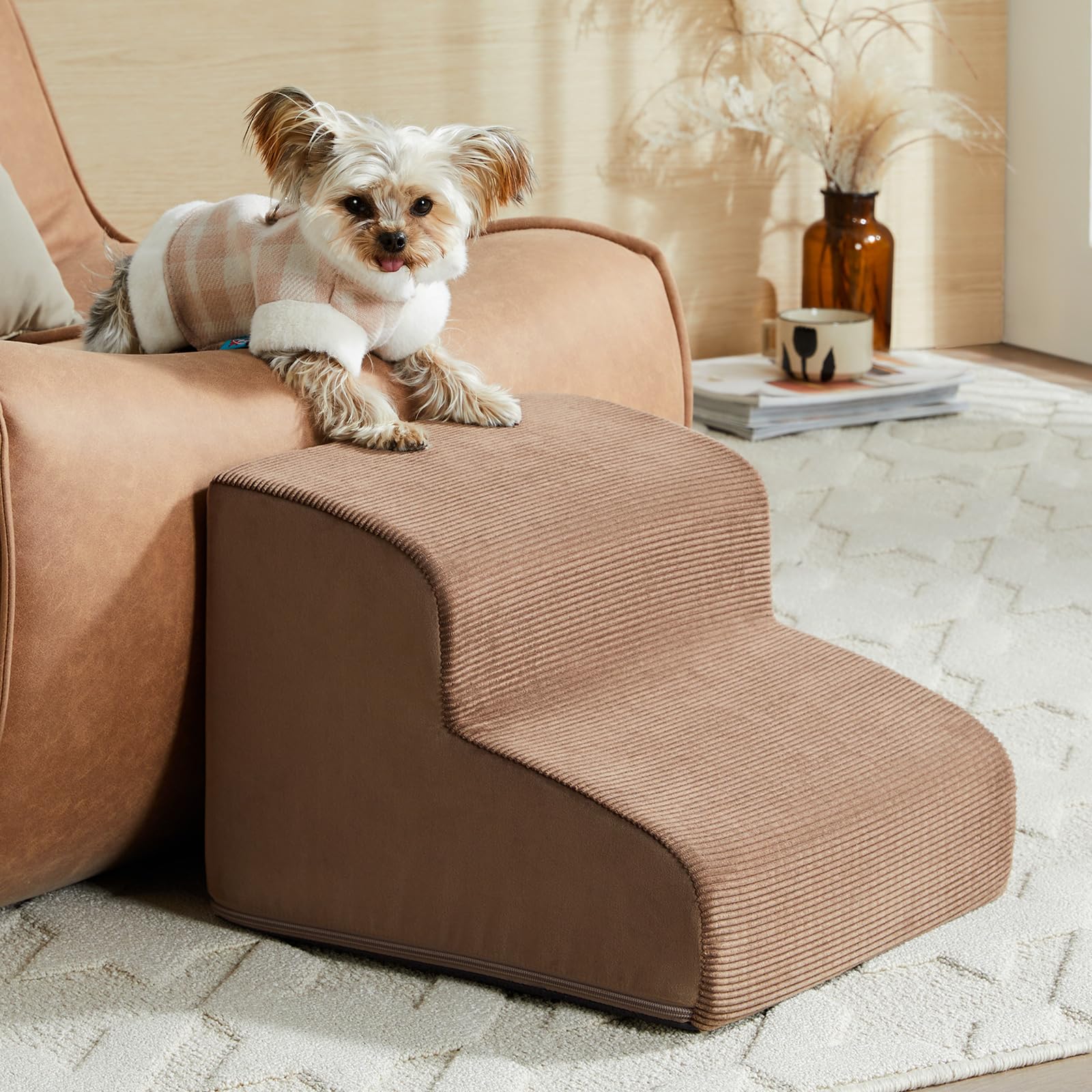 LEXTRO Dog Stairs with foam support for gentle joint-friendly climbs to the couch.