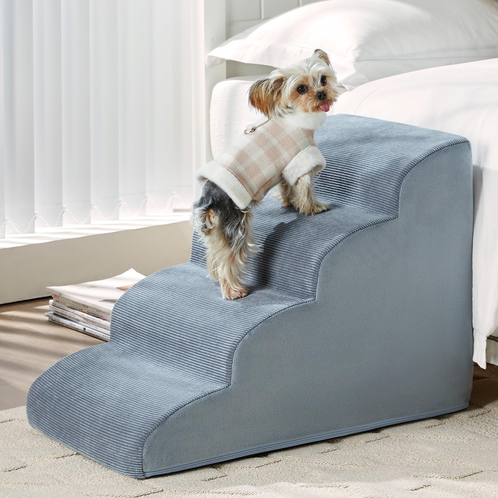 LEXTRO dog steps for bed 4-steps assembled provides stable ascent for pets