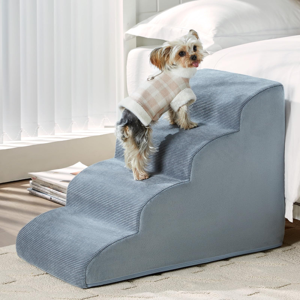 LEXTRO dog steps for bed 4-steps assembled provides stable ascent for pets