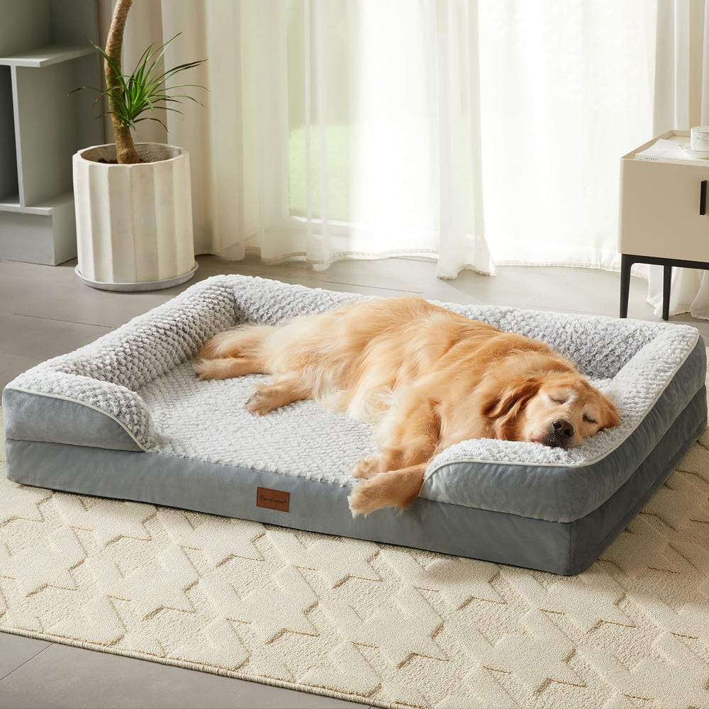 LEXTRO orthopedic dog bed egg crate foam top view supports joints and comfort.