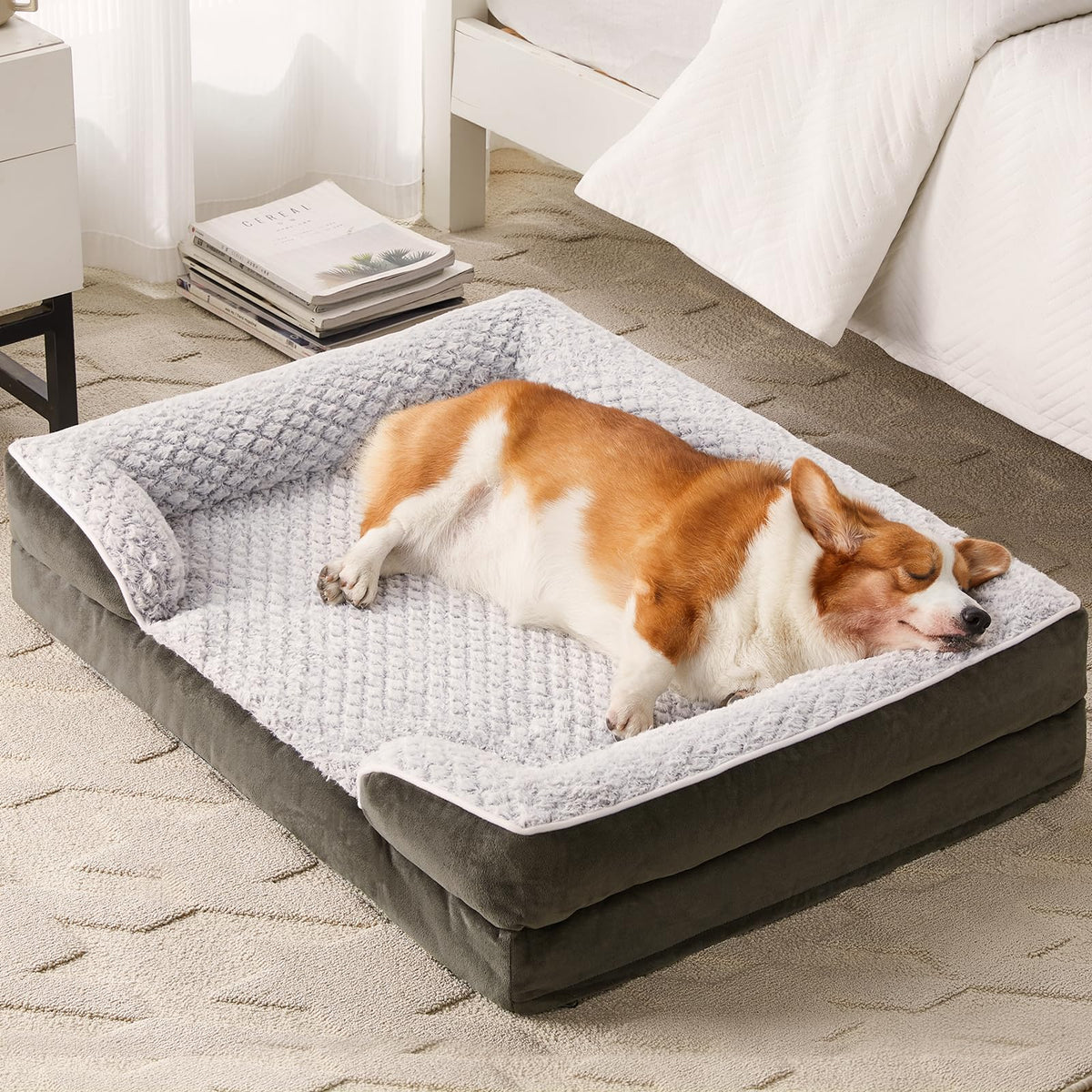 LEXTRO orthopedic dog bed egg crate foam supports joints for restful lounging