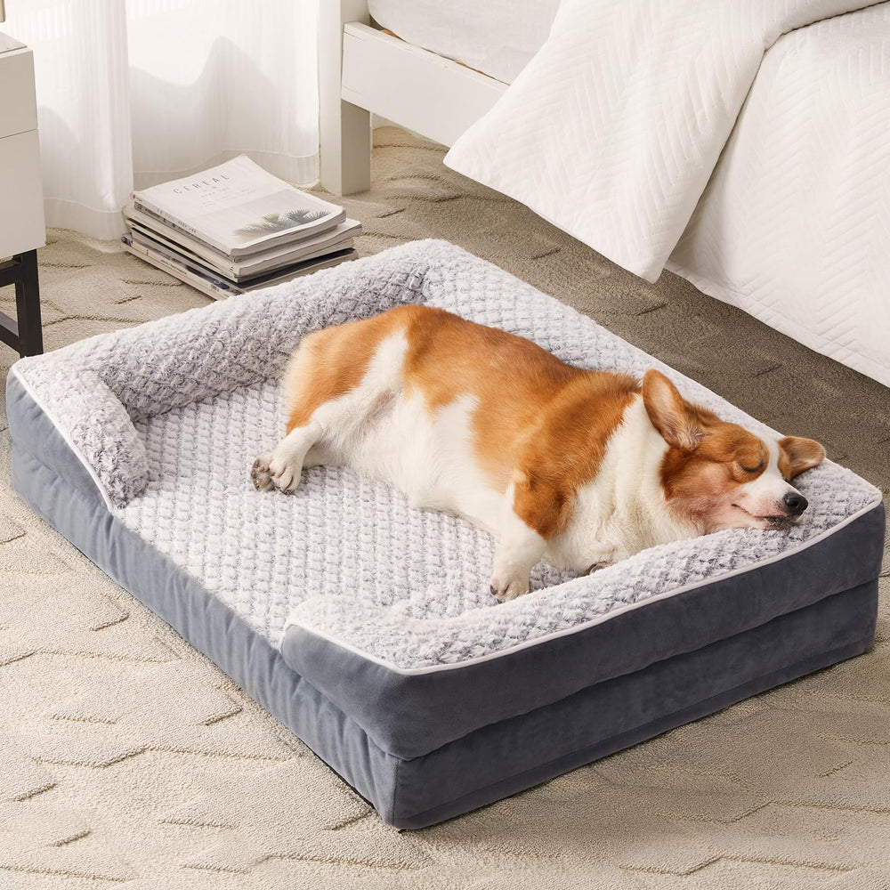LEXTRO orthopedic dog bed foam detail illustrates high-resilience foam support