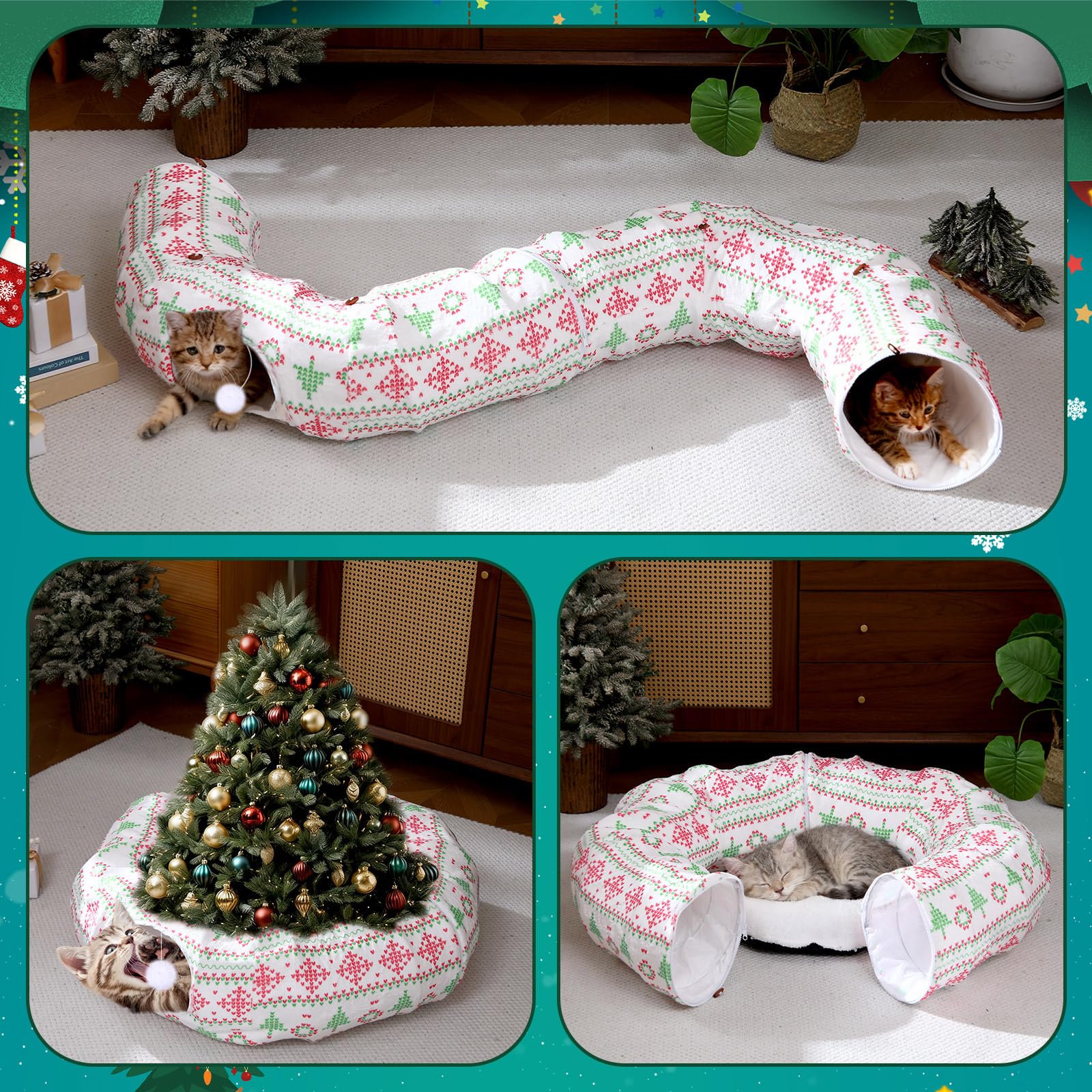 Leyndo 37x10 inch cat tunnel provides ample room for curious cats.