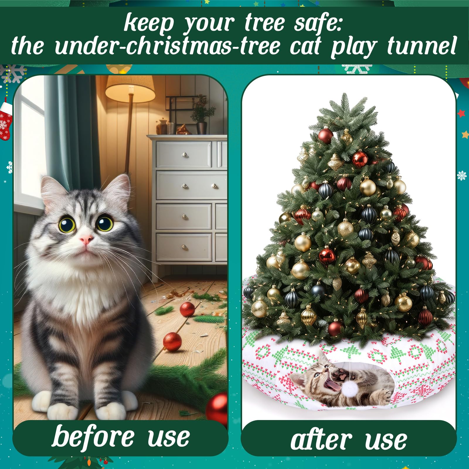 Leyndo cat tunnel includes a hanging ball to boost interactive play.