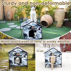 Lfokd cat house insulated walls highlight warm comfort for winter lounging.