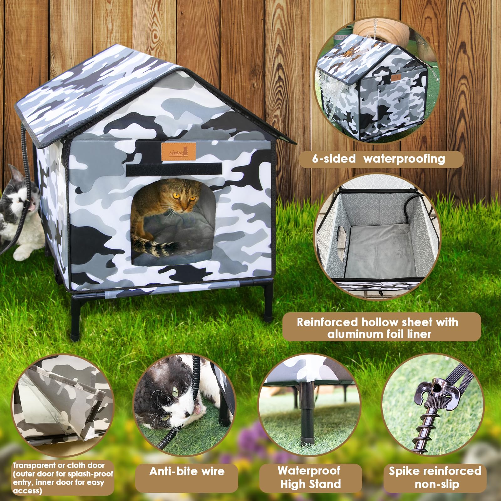 Lfokd heated cat house interior with warm pad ensures even heat distribution.