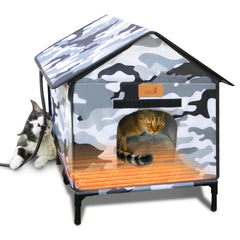Lfokd heated outdoor cat house shows weatherproof exterior ready for elements.