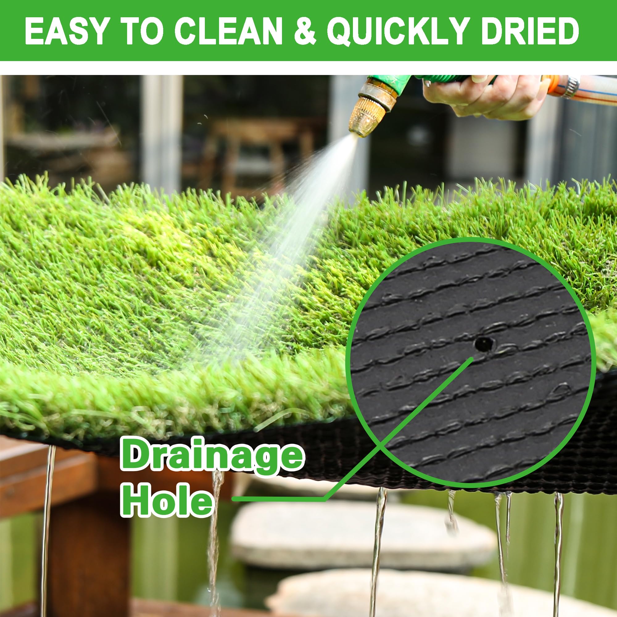 LGR SHINE UV-resistant artificial grass maintains color in sunlit spaces.
