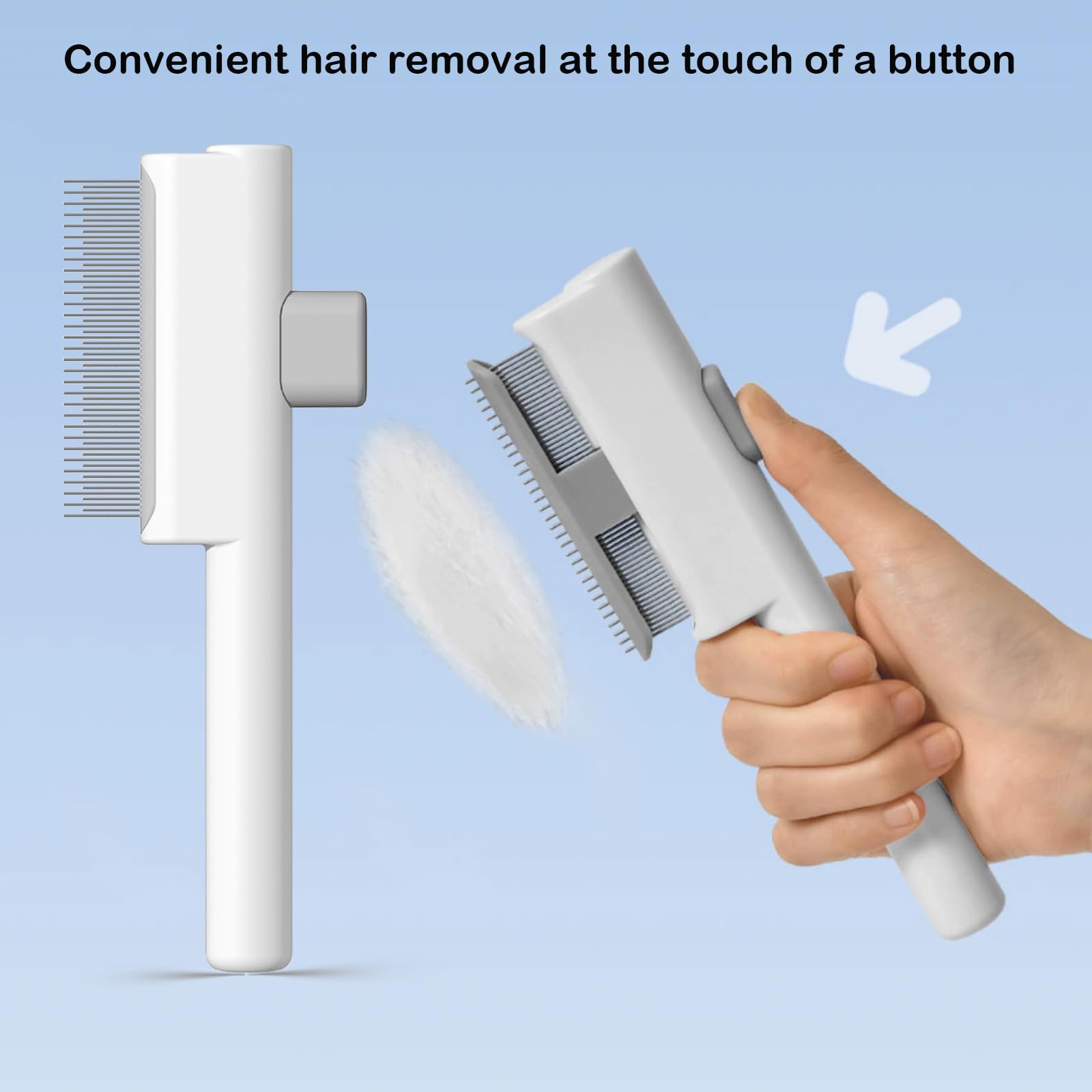 LGYJQTCMG one-click cleaning release button removes fur from bristles.
