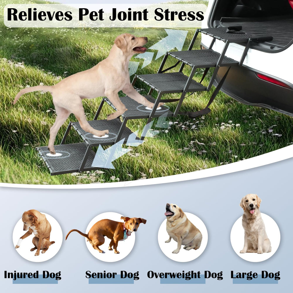 LIALEX Wide Dog Ramp anti-slip-surface provides secure traction in rain or shine.