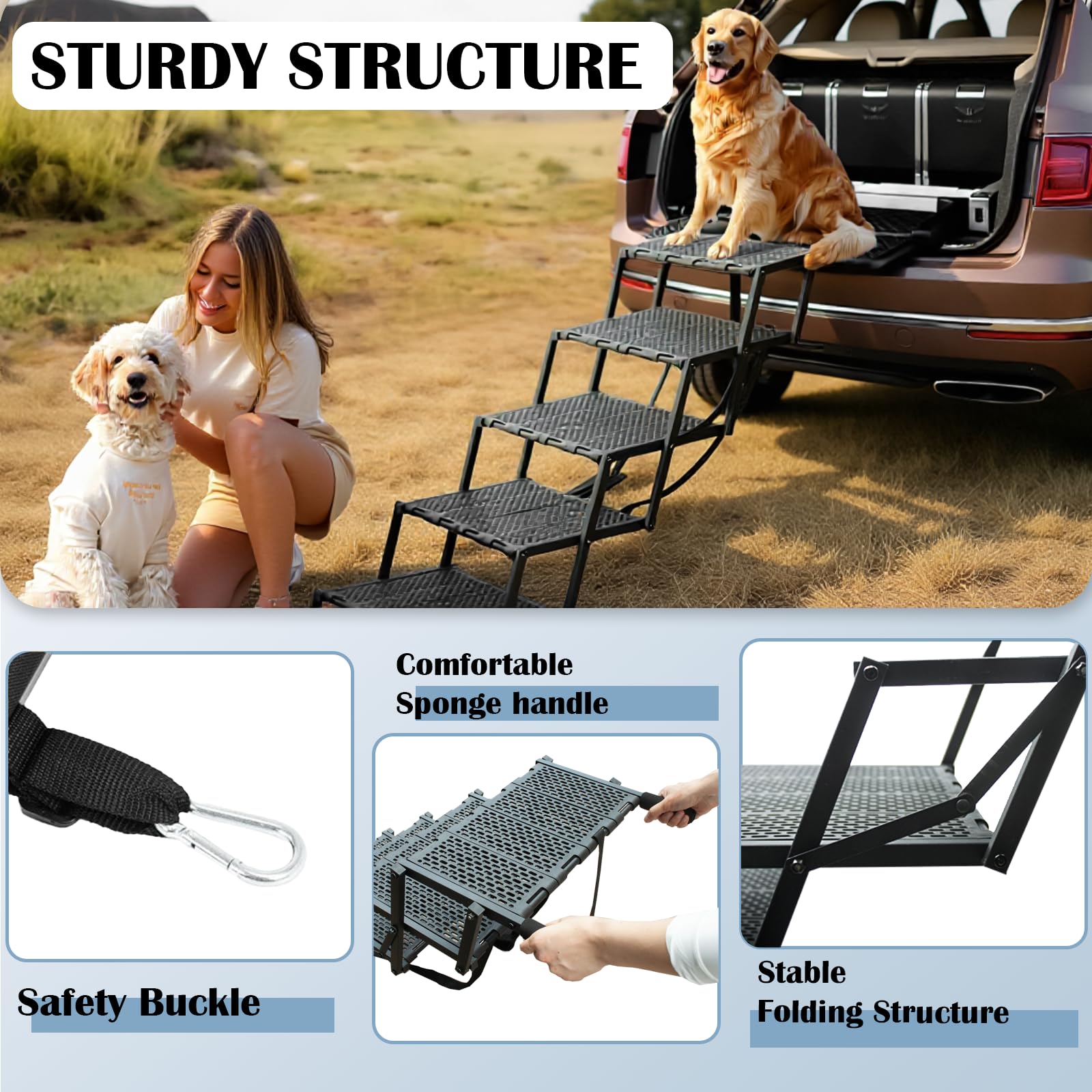 LIALEX Wide Dog Ramp in-vehicle-trunk-use supports safe pet entry to your vehicle.