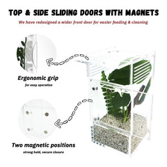 LIANMORY jumping spider enclosure open doors — easy feeding and maintenance.