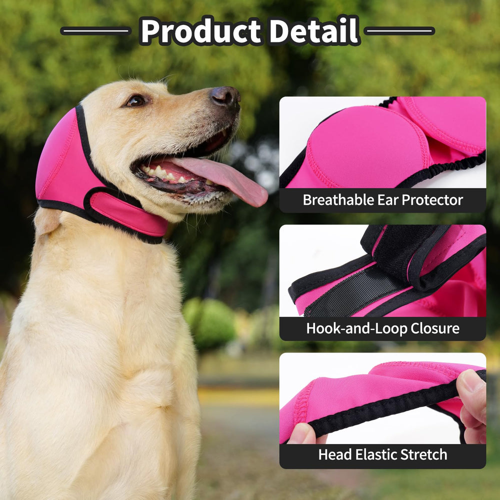 LIANZIMAU ear wraps provide calming relief for noise-sensitive dogs during storms.