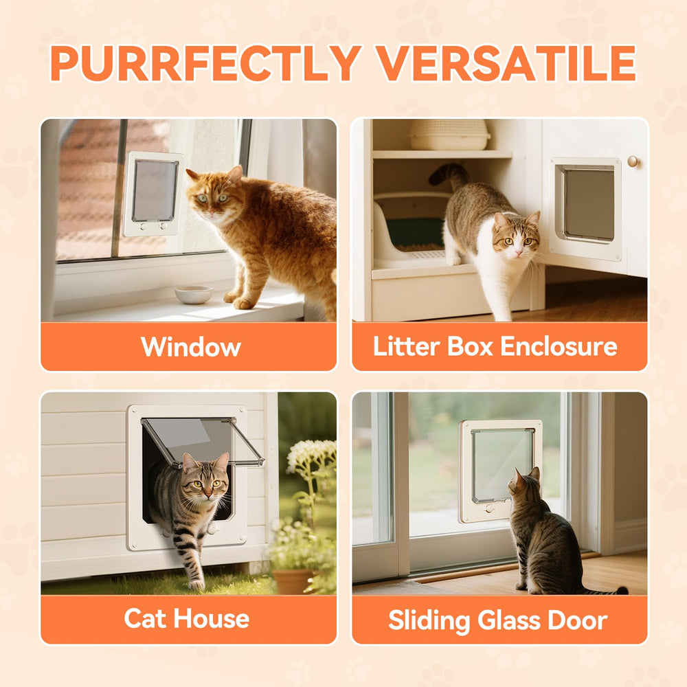 LIBBEPET thin cat door installed between doorway and cat house for safe passage