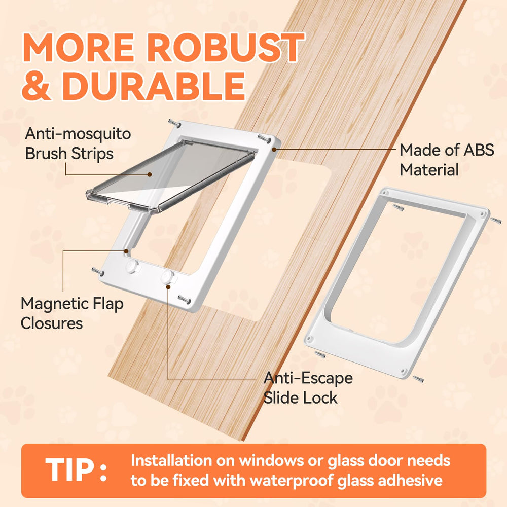 LIBBEPET thin cat door magnet and brush seals prevent rain and odors