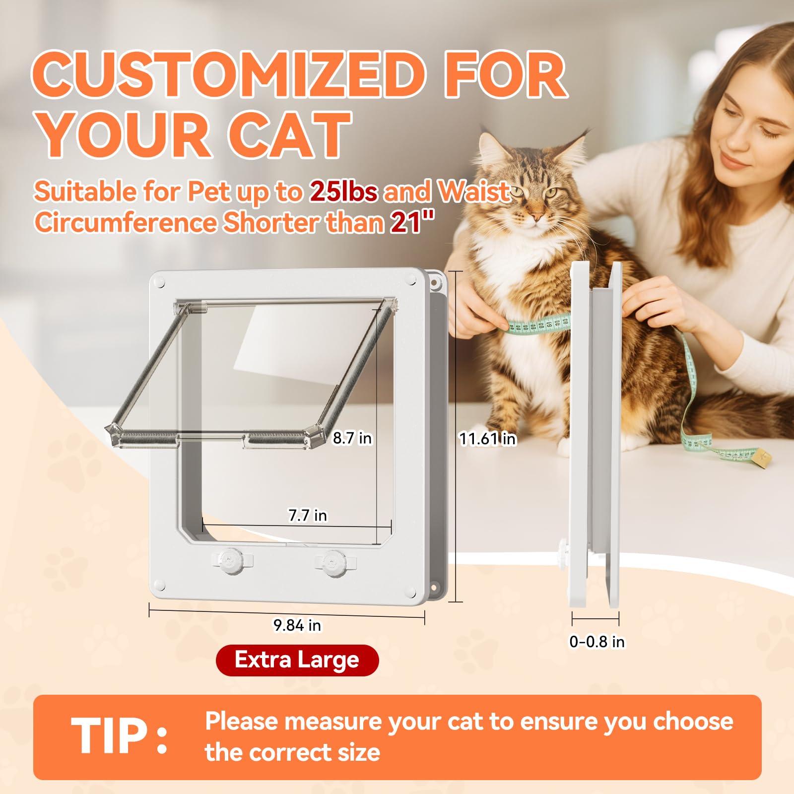 LIBBEPET thin cat door window installation demonstrates versatile mounting options