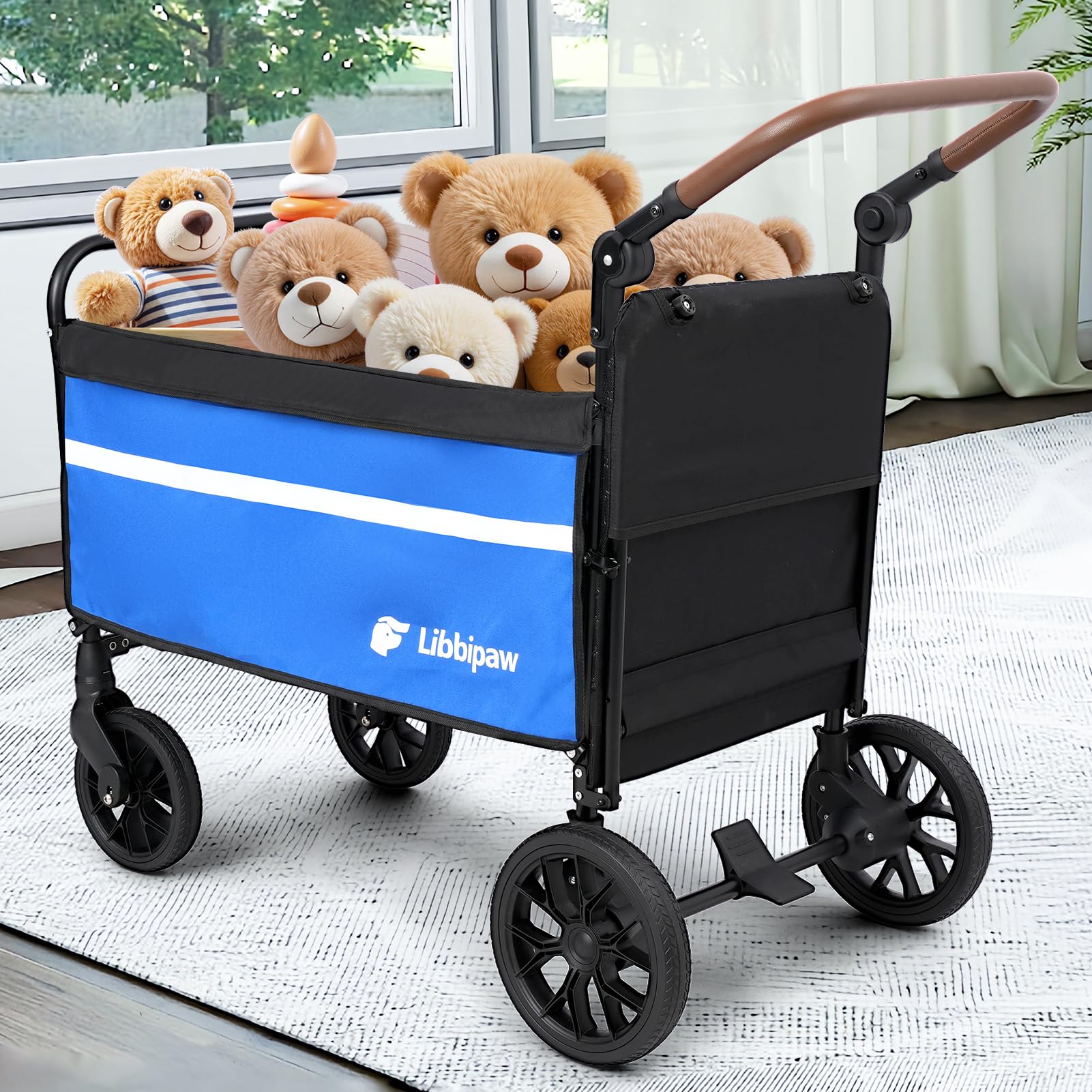Libbipaw blue dog-wagon supports aging or recovering pets on adventures