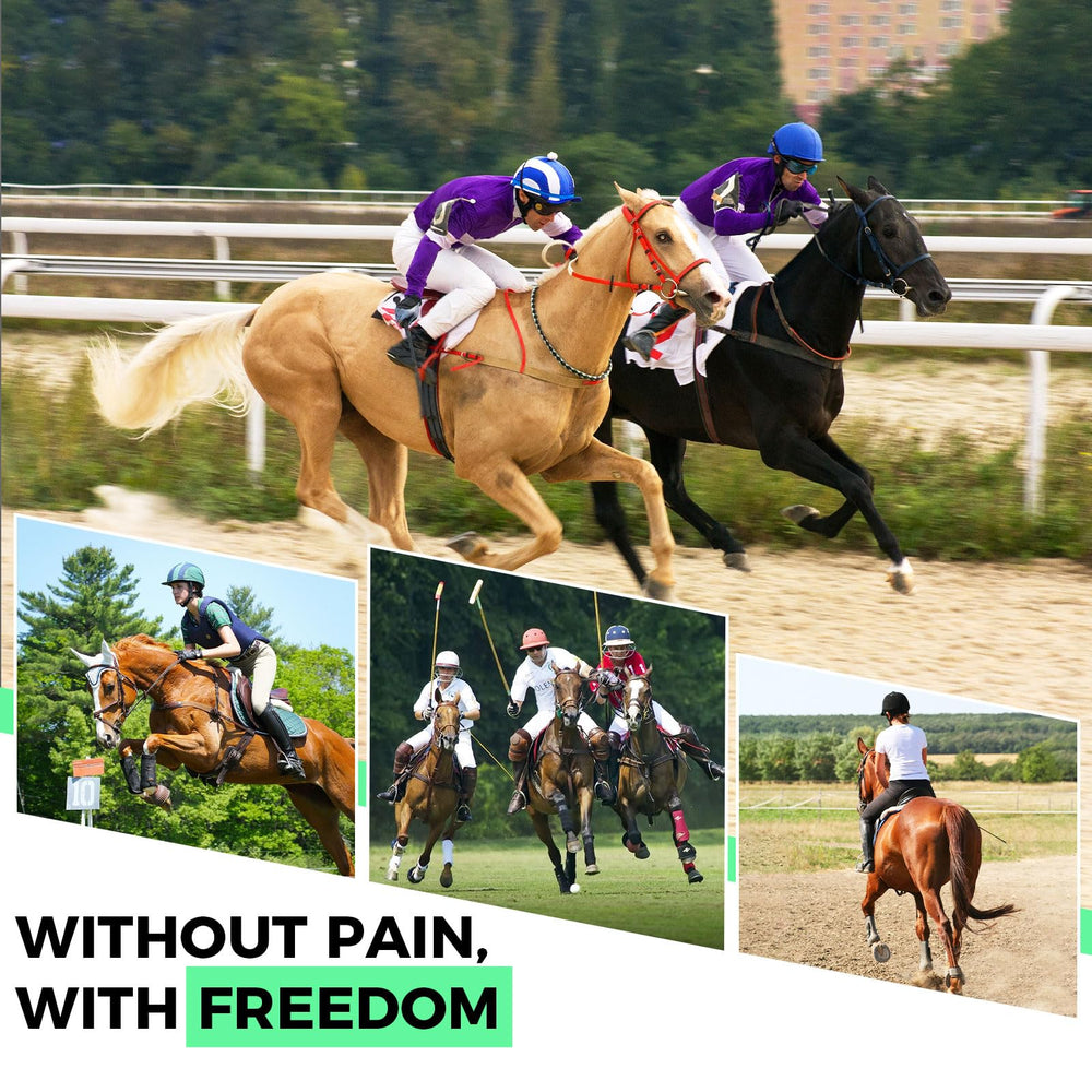 Libbipaw boots in field use during trail ride cooldown.